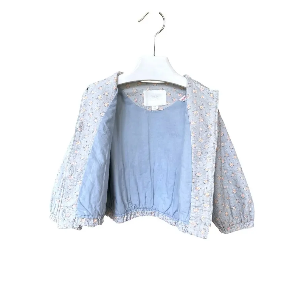 Zara Timelesz Floral Jacket Palazzo Pants and Tee Bundle Set Size 5 (110cm) Blue